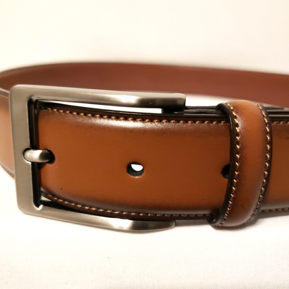 Perry Ellis Belt Mens 30 Brown Leather Casual Basic Dress